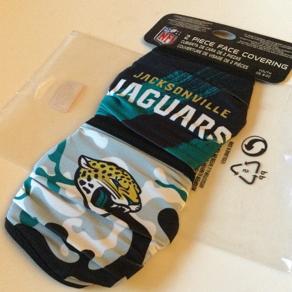 FOCO  NFL JACKSONVILLE JAGUARS 2 PACK FACE MASKS YOUTH SIZE NWT